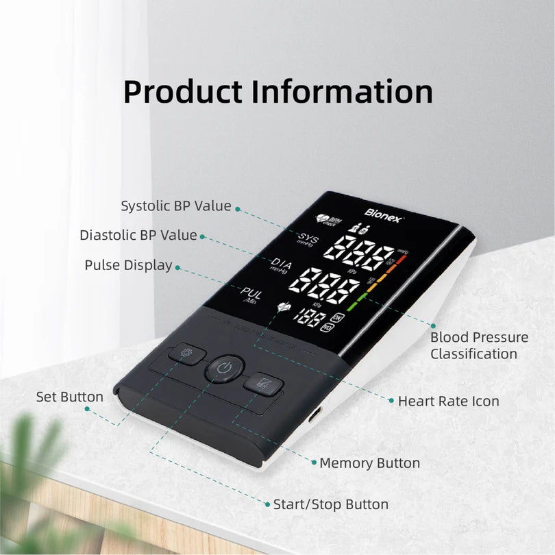 Bionex Digital Blood Pressure Monitor with Arrhythmia Detection & Risk Indicator