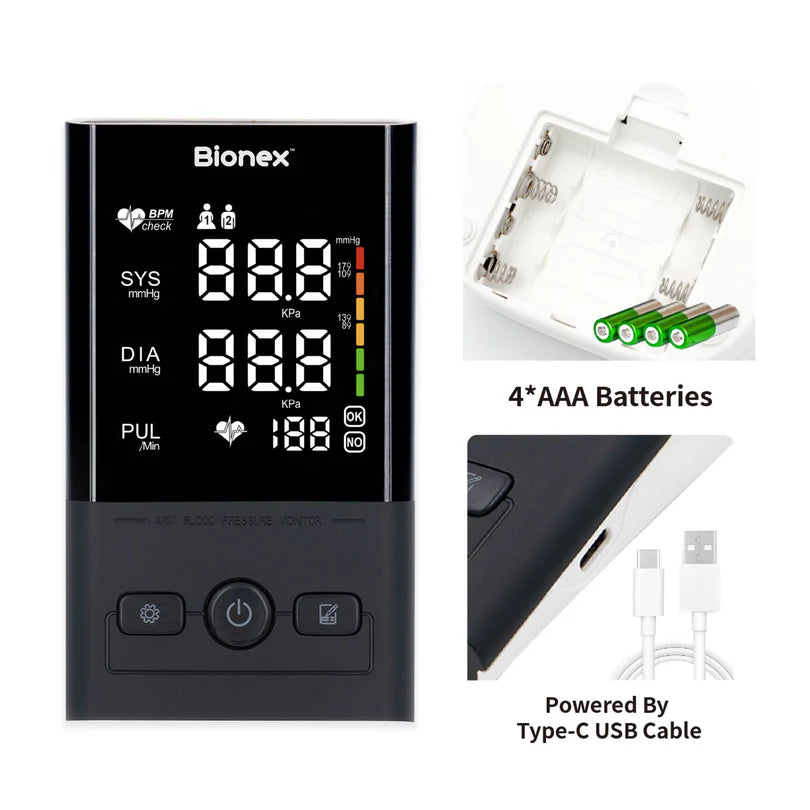 Bionex Digital Blood Pressure Monitor with Arrhythmia Detection & Risk Indicator