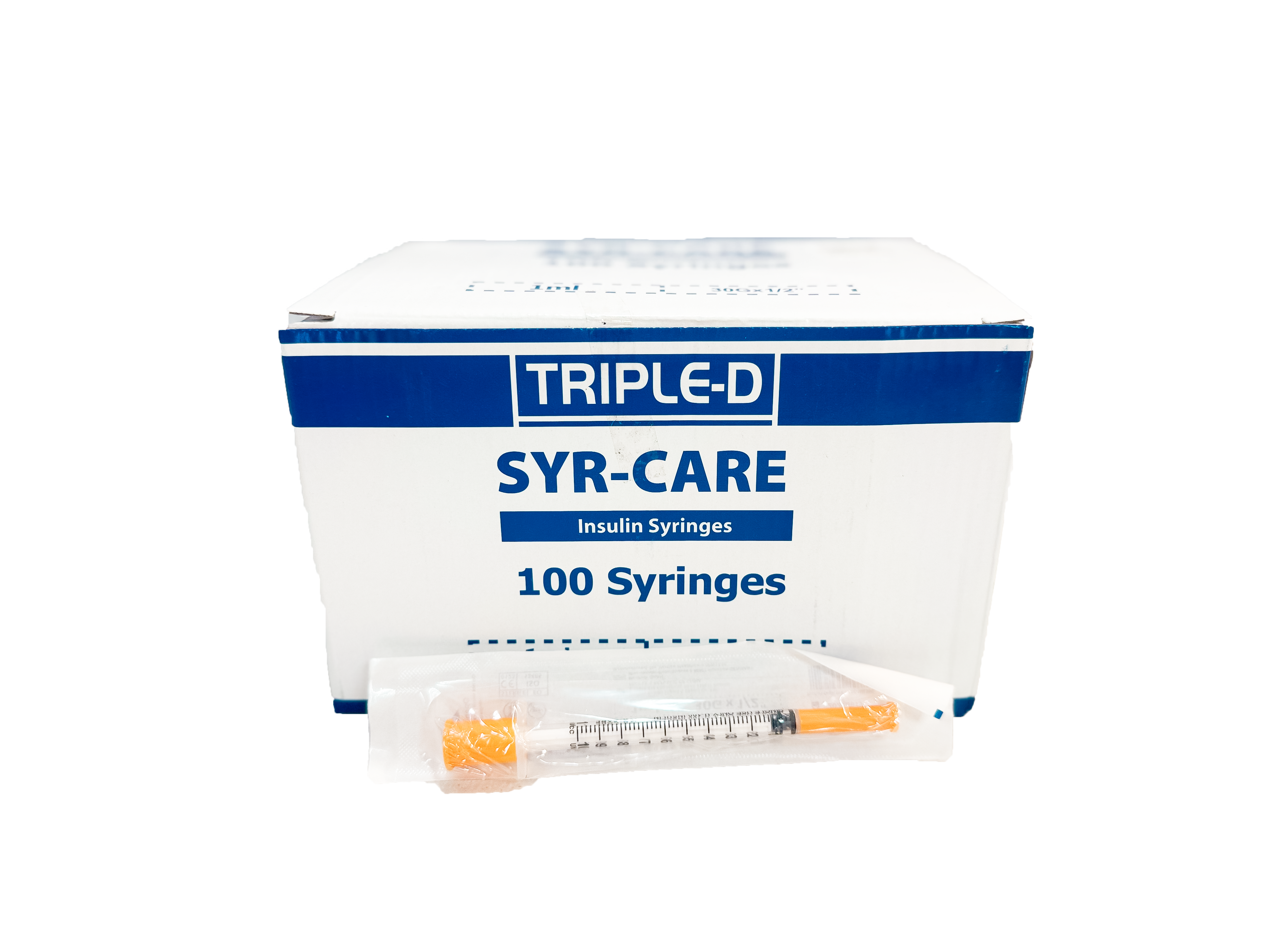 Syr-Care Insulin syringe 1ml w 30G x 12mm Needle - 100bx