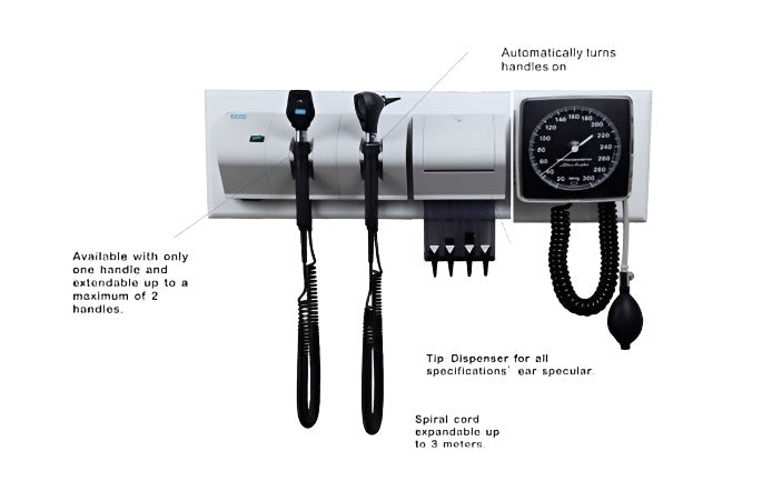 Diagnostic Set DW1060 - Wall Mounted Opthalmoscope, Ottoscope. Bp meter , Ear Specula