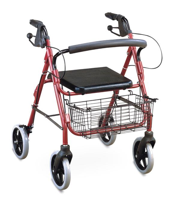 Walking Aid - Rollator - 4 Wheels with Basket, Brake and Seat